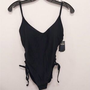 Hollister Swim Black One-Piece Strappy Side Tie Low Back Swimsuit Small